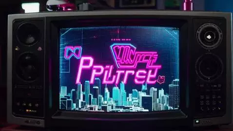 AI Video from prompt: Extreme close-up of a vintage 90s CRT television