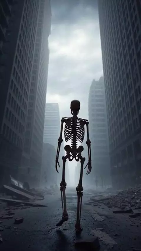 AI Video from prompt: Place the skeleton character standing alone in t
