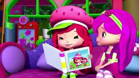 AI Video from prompt: Strawberry Shortcake with a book and Cherry Jam 