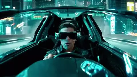 AI Video from prompt: Ready Player one Movie the part when driving bac