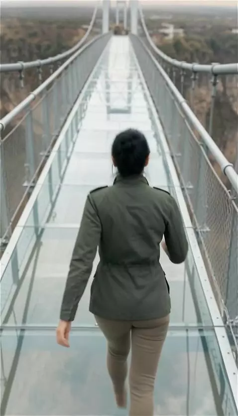 AI Video from prompt: cinematic shot from behind of the same woman wal