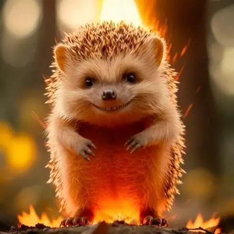 AI Video from prompt: The hedgehog sneezes, an explosion like an atomi