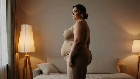 AI Video from prompt: A woman standing in place, slowly spinning 360 d