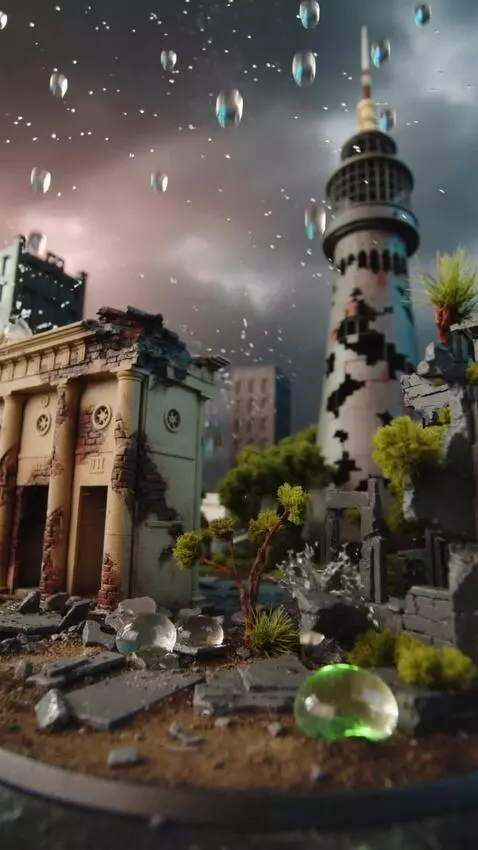 AI Video from prompt: PROMPT — Stop-Motion Diorama Berlin (Fallout Ter