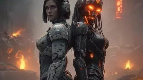 AI Video from prompt: "Greetings, girl in armor. My optical sensors re