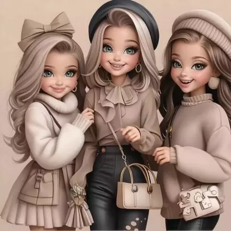 AI Video from prompt: The Girls walk forward , smiling and throwing ki