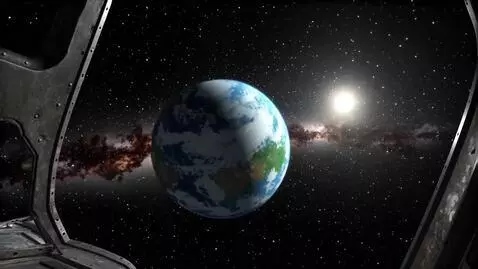 AI Video from prompt: A spaceship is flying past the planet earth, the