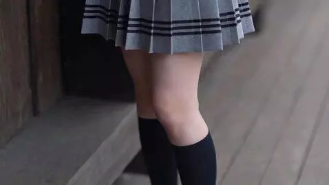 AI Video from prompt: girl show legs and smiling