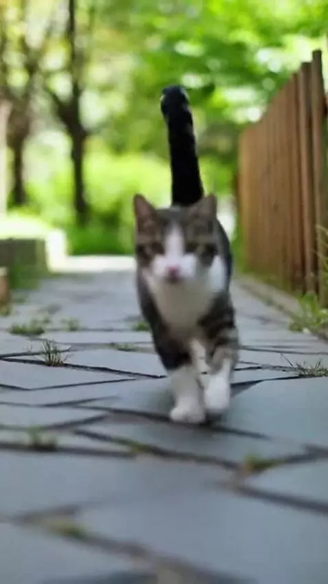 AI Video from prompt: cat run and speak meow