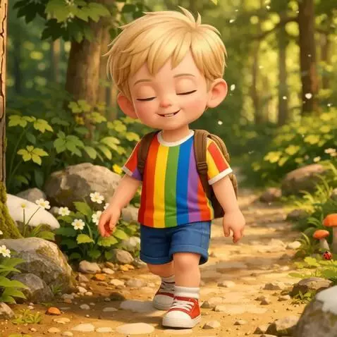 AI Video from prompt: Change the scene, a boy is walking in the forest