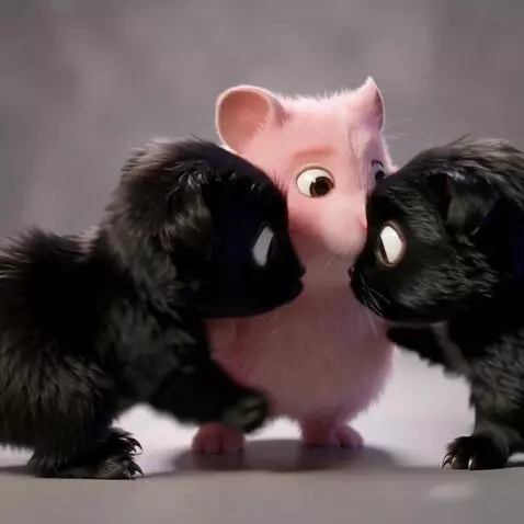 AI Video from prompt: Tow black pet bite each orher hand