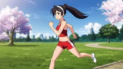 AI Video from prompt: Anime lady running