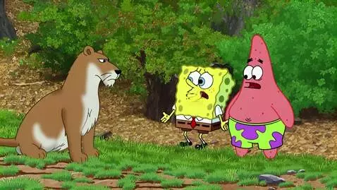 AI Video from prompt: Mountain Lion Hiss At Spongebob And Patrick Spon