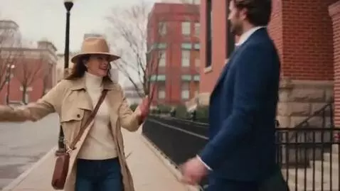 AI Video from prompt: A woman wearing a hat walks down the street when