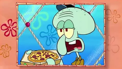 AI Video from prompt: Squidward brought some pizza for SpongeBob. Squi