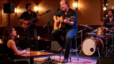 AI Video from prompt: Warm, analog cinematic scene with film grain tex