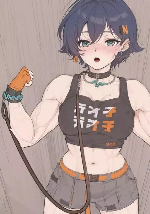 AI Video from prompt: Bodybuilder female flexing muscles, massive musc