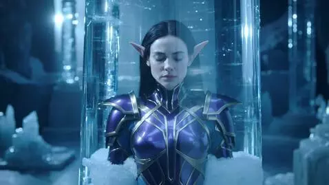 AI Video from prompt: A majestic woman with closed eyes, pointed ears,