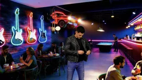 AI Video from prompt: Create a high-definition video. A man in a leath