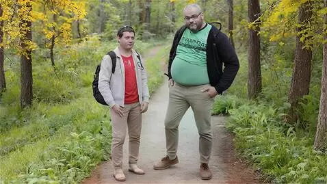 AI Video from prompt: The fat guy on the right suddenly started to gro