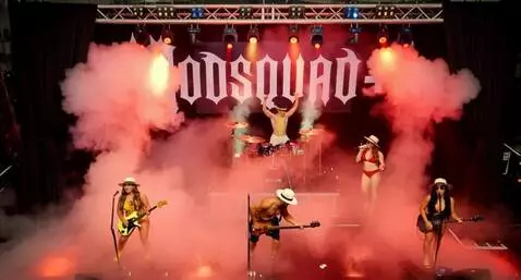 AI Video from prompt: The Letters that spell "MODSQUAD+ 1" starts glow