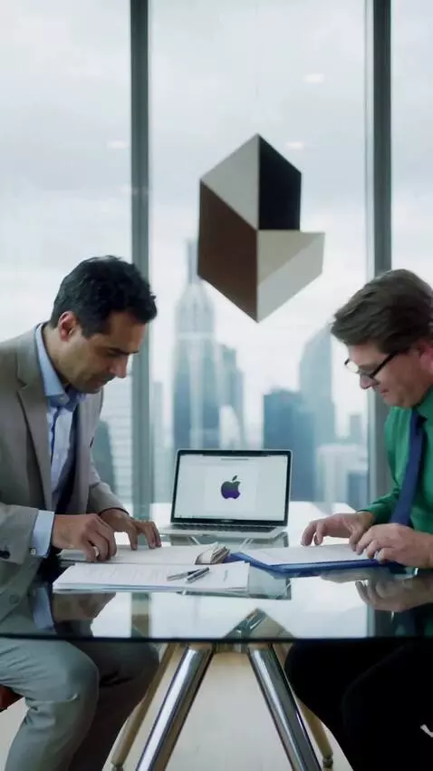 AI Video from prompt: generate a video where "Apple" and "Google" team