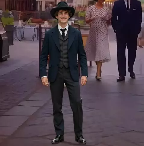 AI Video from prompt: The young man is smiling, in joyful anticipation