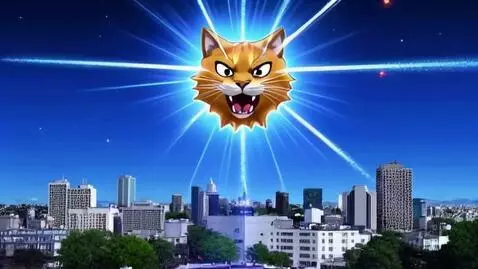 AI Video from prompt: An evil cartoon cat shoots lasers from his eyes 