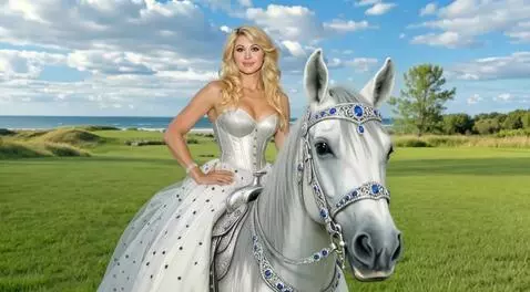 AI Video from prompt: A woman rides a horse calmly