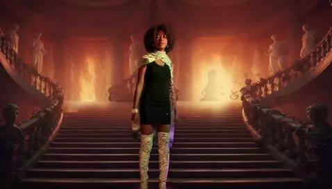 AI Video from prompt: th ecamera starts low to the ground looking up a