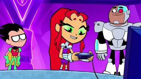 AI Video from prompt: Starfire with an Xbox 360 controller, Robin, and