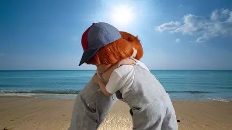 AI Video from prompt: two boys fight,clinch and roll over each other