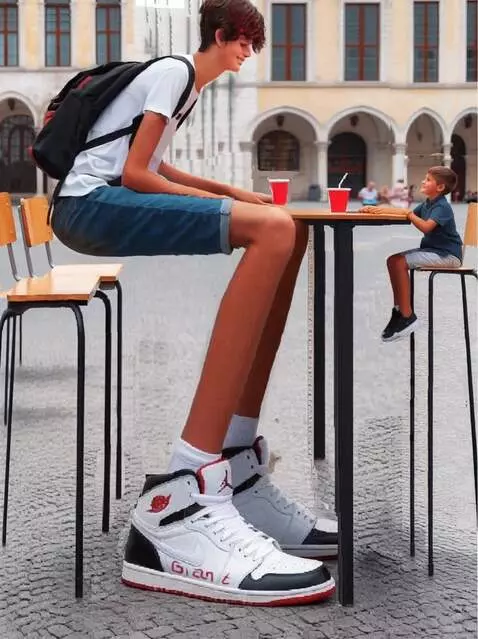 AI Video from prompt: The tall boy slowly stands up and slowly walks t