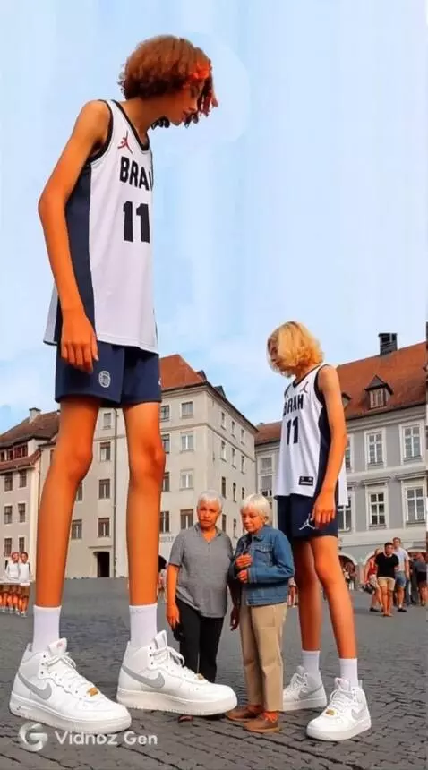 AI Video from prompt: The tallest boy slowly stands close behind the o