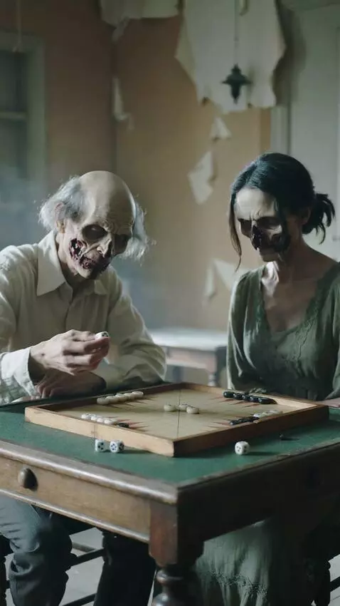 AI Video from prompt: Zombies are playing backgammon.