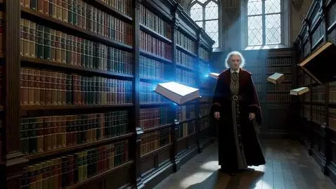 AI Video from prompt: Cinematic shot, 4K, hyper-realistic: an old libr