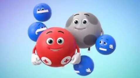 AI Video from prompt: The red and gray balls stand sadly in place, whi