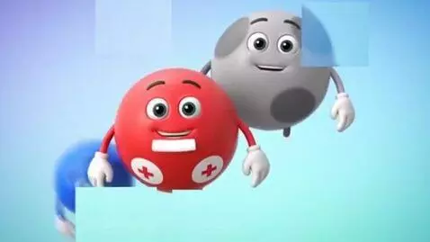 AI Video from prompt: The red ball says, "Welcome! ". The gray ball sa