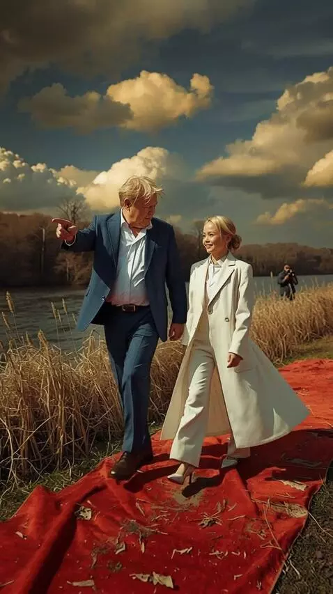 AI Video from prompt: A man and a woman are walking along a red carpet