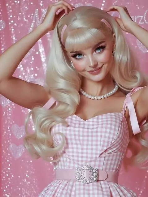 AI Video from prompt: The Girl straightens her hair,smiles, lowers her