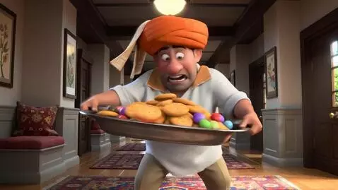 AI Video from prompt: A funny male teacher in a crooked oriental turba