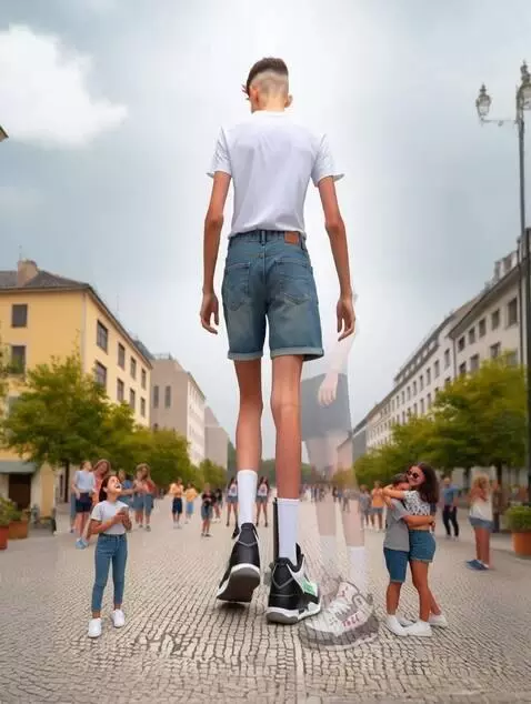 AI Video from prompt: the tallest boy turns slightly and slowly walks 