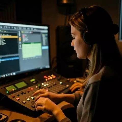 AI Video from prompt: girl working in the radio web