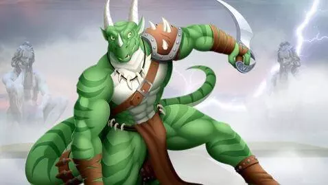 AI Video from prompt: Dragon dude is posing for pictures its for a act