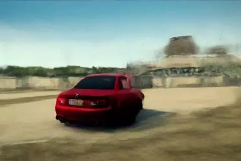 AI Video from prompt: BMW M3 COMPETITION, sport red color. Drifting in