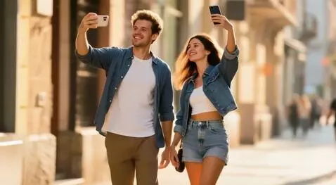 AI Video from prompt: A MAN AND A WOMAN ARE WALKING.THEN THEY STOP AND