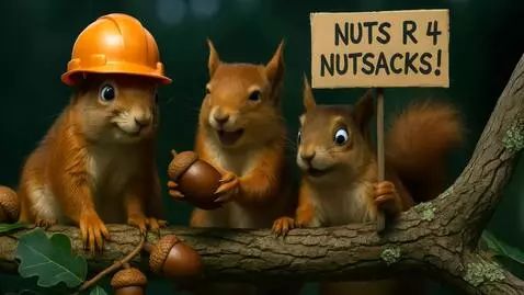 AI Video from prompt: The squirrel on the right looks down, the middle