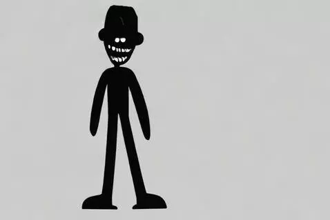 AI Video from prompt: A stick figure dude laughing