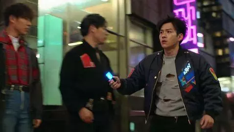 AI Video from prompt: A bustling 1990s city street at night, with flic