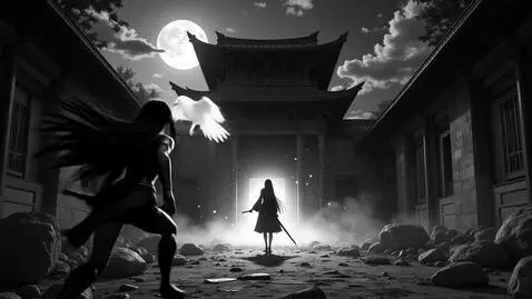 AI Video from prompt: A cinematic black and white anime scene, 5 secon
